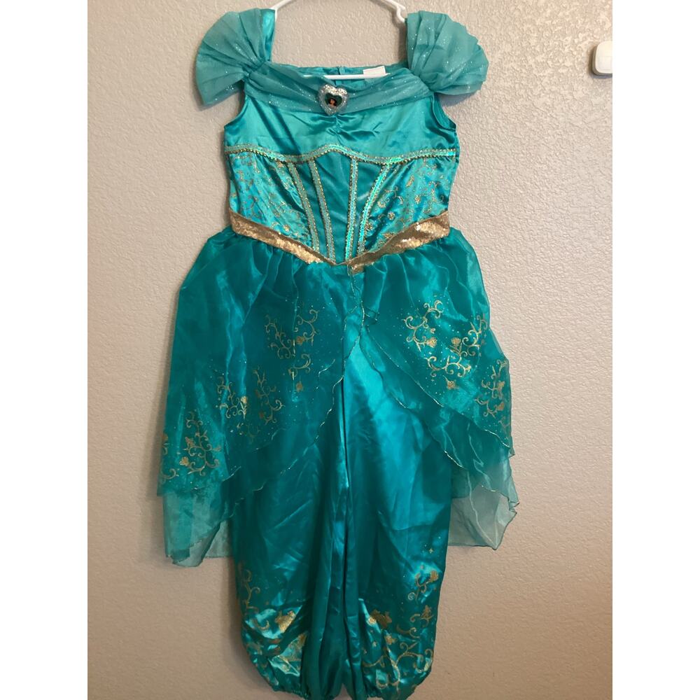 NWOT Disney Parks Classic Princess Jasmine Costume Aladdin Jumpsuit w Gold M 7/8
